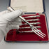 1973 British Vintage Sterling Silver Handle Dessert Fork x6 Harrison Brothers Case Included